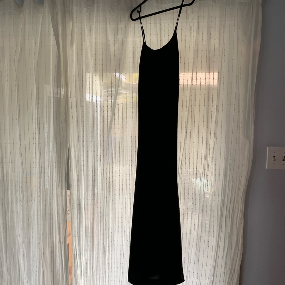 Maxi style black linen dress